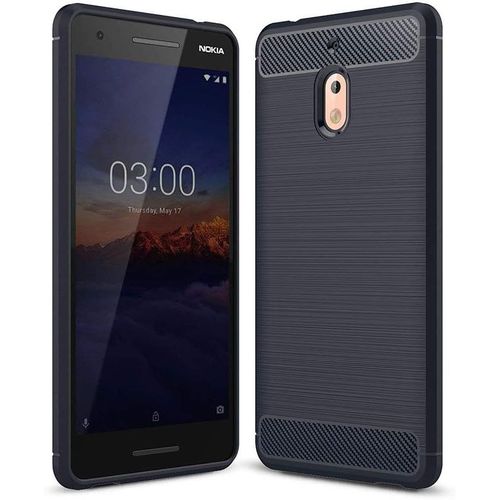 Coque Compatible Avec Nokia 2.1 Fibre De Carbone-Coque Nokia 2.1 Protection Souple Flexible-Coque Carbone Nokia 2.1 Housse Premium Bleu