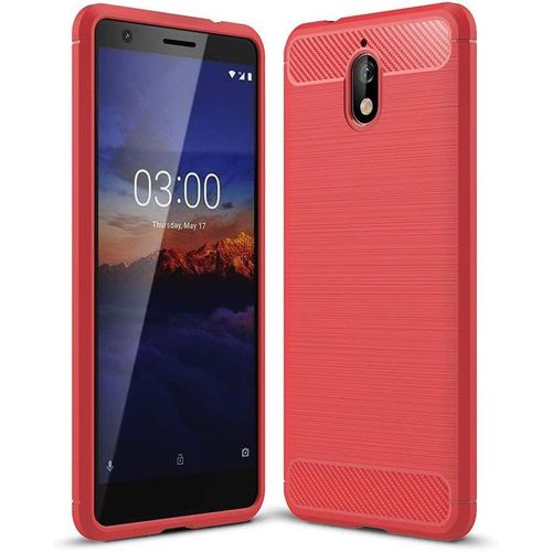 Coque Compatible Avec Nokia 3.1 Fibre De Carbone Coque Antichoc Nokia 3.1 Coque Nokia 3.1 Fibre De Carbone Protection Premium Silicone Rouge