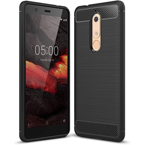 Coque Compatible Avec Nokia 5.1 Fibre De Carbone-Coque Nokia 5.1 Protection Souple Flexible-Coque Carbone Nokia 5.1 Housse Premium Noir