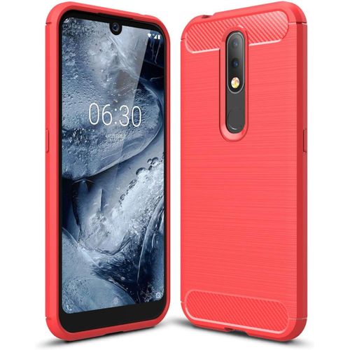Coque Compatible Avec Nokia 4.2 Fibre De Carbone Coque Antichoc Nokia 4.2 Coque Nokia 4.2 Fibre De Carbone Protection Premium Silicone Rouge