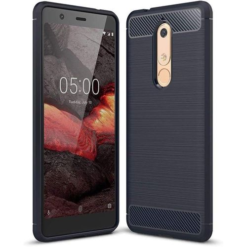 Coque Compatible Avec Nokia 5.1 Fibre De Carbone Coque Antichoc Nokia 5.1 Coque Nokia 5.1 Fibre De Carbone Protection Premium Silicone Bleu