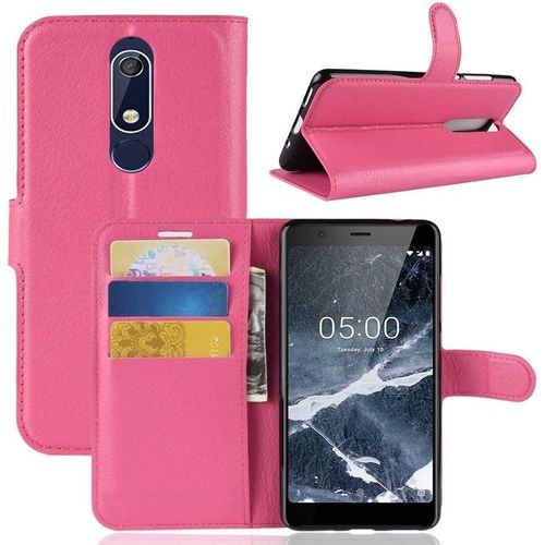 Etui Compatible Avec Nokia 5.1 Portefeuille Folio-Etui Nokia 5.1 Protection Simili Cuir-Housse Nokia 5.1 Wallet Fermeture Magnétique Rose