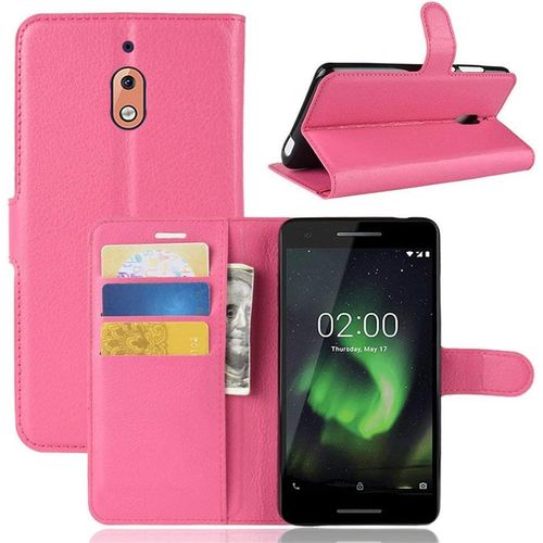 Etui Compatible Avec Nokia 2.1 Portefeuille Folio-Etui Nokia 2.1 Protection Simili Cuir-Housse Nokia 2.1 Wallet Fermeture Magnétique Rose