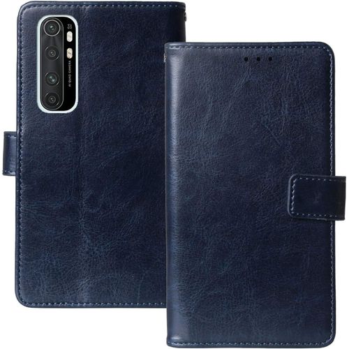 Bleu Fonce Flip Premium Retro Business Support À Rabat Cuir Housse Tpu Silicone Coque Pour Xiaomi Mi Note 10 Lite 6.47"" Étui Cas Couverture Protecteur Case Portefeuille Cover