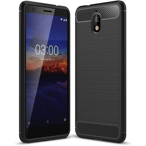 Coque Compatible Avec Nokia 3.1 Fibre De Carbone Coque Antichoc Nokia 3.1 Coque Nokia 3.1 Fibre De Carbone Protection Silicone Premium Noir