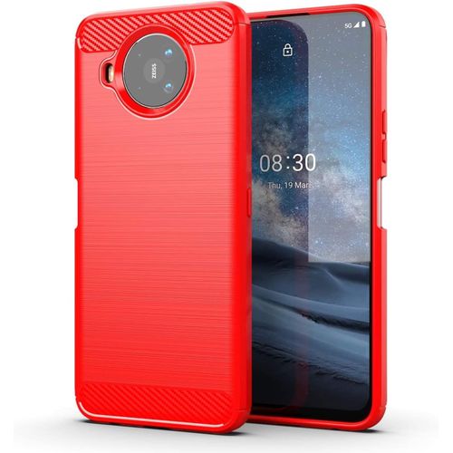 Coque Compatible Avec Nokia 8.3 Fibre De Carbone Coque Antichoc Nokia 8.3 Coque Nokia 8.3 Fibre De Carbone Protection Premium Silicone Rouge
