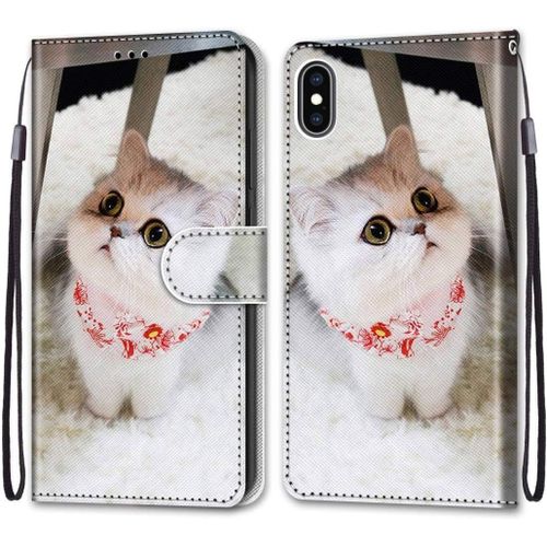 Coque Compatible Pour Apple Iphone Xs Max Étui Housse En Cuir, Ultra-Mince Avec Carte Fente Coque Pour Apple Iphone Xs Max, Avec Fentes Pour Cartes, Peint 6