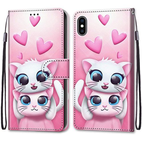 Coque Compatible Pour Apple Iphone Xs Max Étui Housse En Cuir, Ultra-Mince Avec Carte Fente Coque Pour Apple Iphone Xs Max, Avec Fentes Pour Cartes, Peint 5