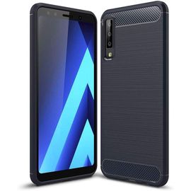 Coque Pour Samsung Galaxy A7 2018 Fibre De Carbone Coque Galaxy A7 2018 Protection Souple Flexible Coque Carbone Galaxy A7 2018 Housse Premium Bleu