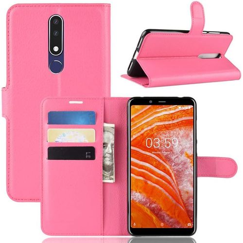 Etui Pour Nokia 3.1 Plus Portefeuille Folio-Etui Nokia 3.1 Plus Protection Simili Cuir-Housse Nokia 3.1 Plus Wallet Fermeture Magnétique Rose