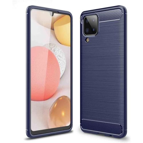 Coque Compatible Avec Samsung Galaxy A12 Fibre De Carbone Coque Antichoc Galaxy A12 Coque Galaxy A12 Fibre De Carbone Protection Premium Silicone Bleu