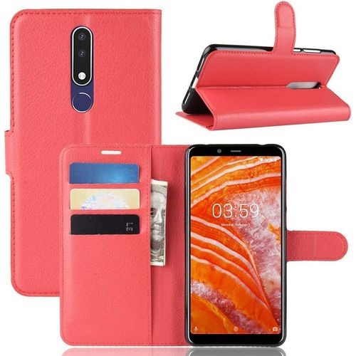 Etui À Rabat Pour Nokia 3.1 Plus Etui À Rabat Nokia 3.1 Plus Book Case Nokia 3.1 Plus Etui Portefeuille En Cuir Synthétique Fermeture Magnétique Rouge