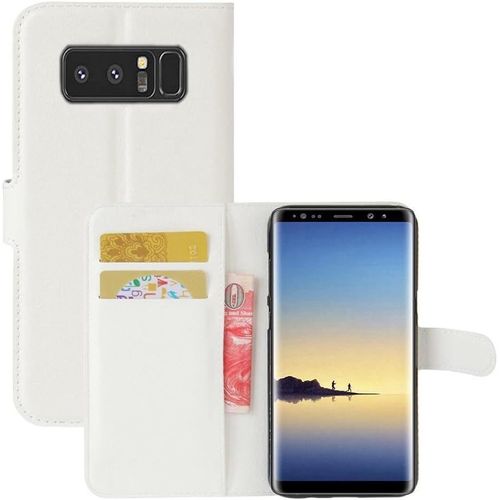 Etui À Rabat Pour Samsung Galaxy Note 8 Etui À Rabat Galaxy Note 8 Book Case Galaxy Note 8 Etui Portefeuille En Cuir Synthétique Fermeture Magnétique Blanc