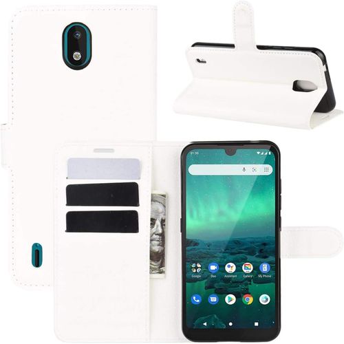Etui À Rabat Compatible Avec Nokia 1.3 Etui À Rabat Nokia 1.3 Book Case Nokia 1.3 Etui Portefeuille En Cuir Synthétique Fermeture Magnétique Blanc