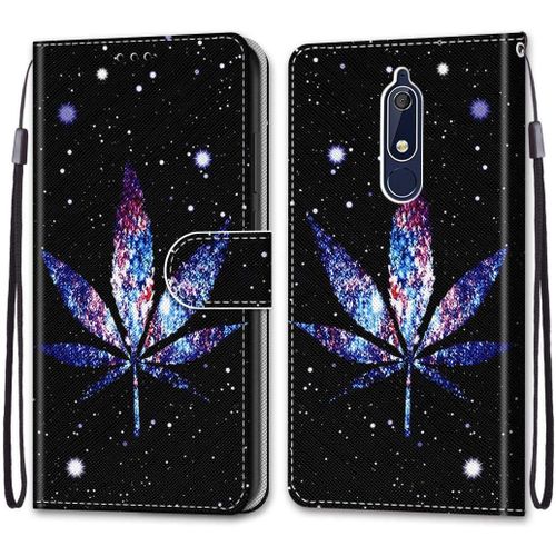 Coque Compatible Pour Nokia 5.1 Étui Housse En Cuir, Ultra-Mince Avec Carte Fente Coque Pour Nokia 5.1, Avec Fentes Pour Cartes, Peint 3