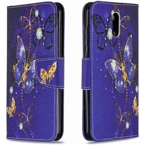Coque Compatible Pour Nokia 2.3 Étui Housse En Cuir, Antichoc Léger Portefeuille Protecteur Coque Pour Nokia 2.3 Avec Fentes Pour Cartes, Papillon Doré