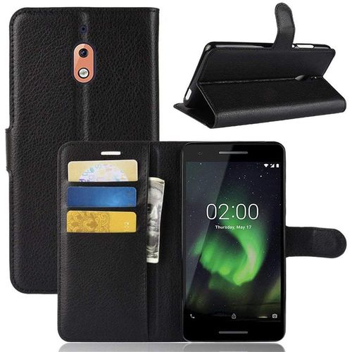 Etui À Rabat Compatible Avec Nokia 2.1 Etui À Rabat Nokia 2.1 Book Case Nokia 2.1 Etui Portefeuille En Cuir Synthétique Fermeture Magnétique Noir
