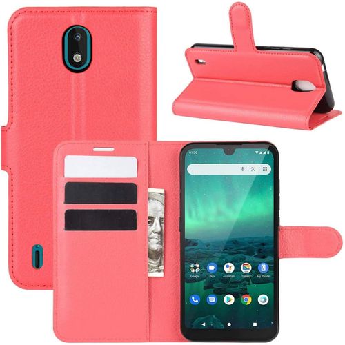 Etui À Rabat Compatible Avec Nokia 1.3 Etui À Rabat Nokia 1.3 Book Case Nokia 1.3 Etui Portefeuille En Cuir Synthétique Fermeture Magnétique Rouge