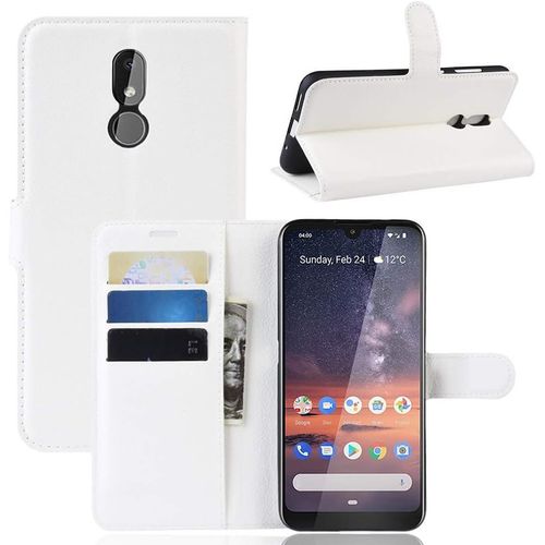 Etui À Rabat Compatible Avec Nokia 3.2 Etui À Rabat Nokia 3.2 Book Case Nokia 3.2 Etui Portefeuille En Cuir Synthétique Fermeture Magnétique Blanc
