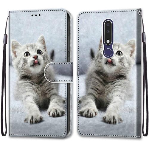 Coque Compatible Pour Nokia 3.1 Plus Étui Housse En Cuir, Ultra-Mince Avec Carte Fente Coque Pour Nokia 3.1 Plus, Avec Fentes Pour Cartes, Peint 4