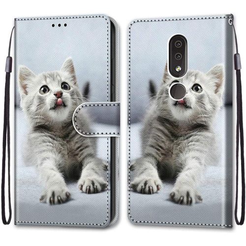 Coque Compatible Pour Nokia 4.2 Étui Housse En Cuir, Ultra-Mince Avec Carte Fente Coque Pour Nokia 4.2, Avec Fentes Pour Cartes, Peint 4
