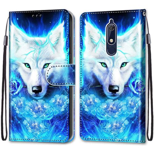 Coque Compatible Pour Nokia 5.1 Étui Housse En Cuir, Ultra-Mince Avec Carte Fente Coque Pour Nokia 5.1, Avec Fentes Pour Cartes, Peint 7