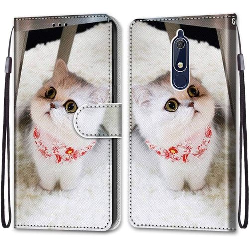 Coque Compatible Pour Nokia 5.1 Étui Housse En Cuir, Ultra-Mince Avec Carte Fente Coque Pour Nokia 5.1, Avec Fentes Pour Cartes, Peint 6