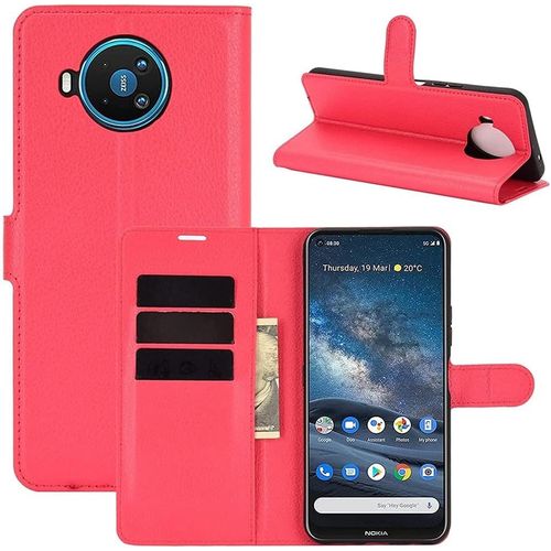 Etui À Rabat Compatible Avec Nokia 8.3 Etui À Rabat Nokia 8.3 Book Case Nokia 8.3 Etui Portefeuille En Cuir Synthétique Fermeture Magnétique Rouge