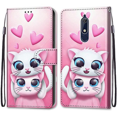 Coque Compatible Pour Nokia 5.1 Étui Housse En Cuir, Ultra-Mince Avec Carte Fente Coque Pour Nokia 5.1, Avec Fentes Pour Cartes, Peint 5