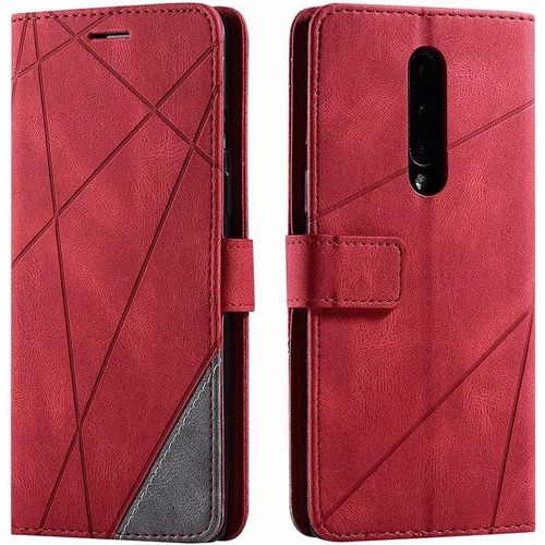 Coque Pour Oneplus 8, Etui Portefeuille Oneplus 8, Coque Tpu Anti-Choc Doux Pour La Peau Fentes Pour Cartes Housse De Protection Cuir Support Pour Oneplus 8, Rouge
