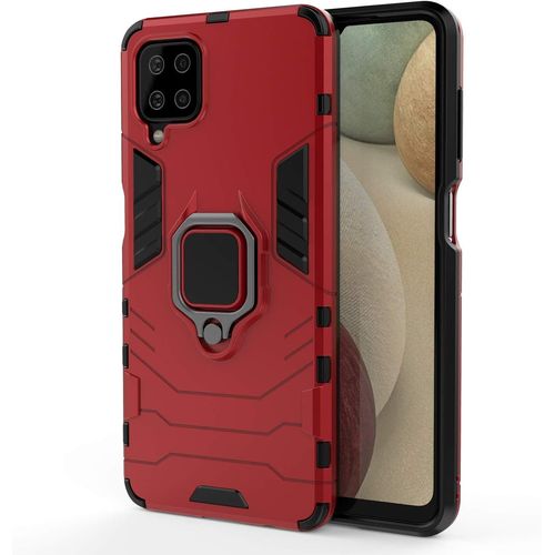 Coque Galaxy A12 5g Anti Choc Etui Housse Pour Samsung Galaxy A12 5g Coque Double Couche Renforcée Défense Bumper Silicone Dur Couverture Avec Aimant Support Pour Galaxy A12 5g Kk Red