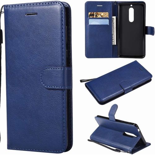 Nokia 5 Etui Housse Pu Cuir Pochette Portefeuille Aimant Protecteur Flip Cover Doux Tpu Silicone Coque Pour Nokia 5 Avec Slot Pour Carte, Série Affaires Bleu