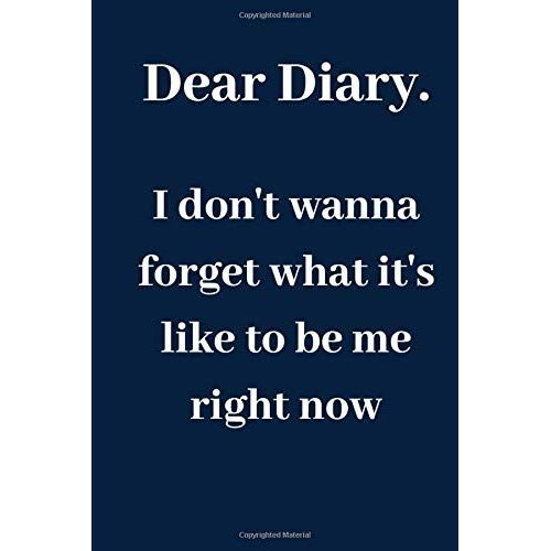 I Don't Wanna Forget What It's Like To Be Me Right Now: Lined Notebook / Journal, Diary Gift. 250 Pages, Creative High Quality Design Cover And (6 X 9) In, For Your Kids Or For You To Use At Home Or