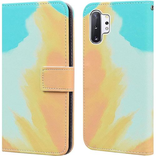 Coque Samsung Galaxy Note10+Housse Protection Portefeuille Conception De Dégradé Aquarelle Fonction Stand Emplacements De Cartes Et Avec Fermeture Magnétique Autumn Leaf Color