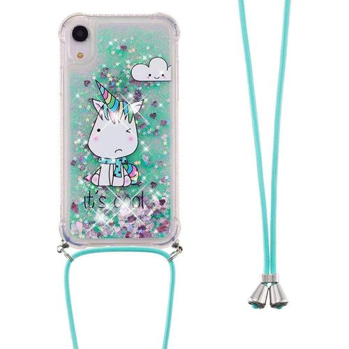 Collier Coque Pour Iphone Xs Max,Glitter Paillette Brillante Quicksands Liquide Transparente Silicone Tpu Case Housse Avec Cordon Collier Tour De Cou Pour Iphone Xs Max,Yb Gs Monster