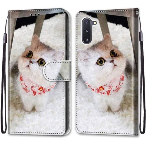 Coque Compatible Pour Samsung Galaxy Note10 Étui Housse En Cuir, Ultra-Mince Avec Carte Fente Coque Pour Galaxy Note10 / Sm-N970f, Avec Fentes Pour Cartes, Peint 6