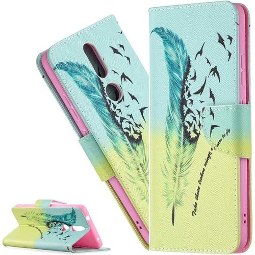 Coque Nokia 2.4portefeuille Etui Housse Pour Nokia 2.4 Coque Antichoc Paillon Fleur Anime Pu Cuir Flip Wallet Étui Coquille Couverture Pour Nokia 2.4bf A Feather