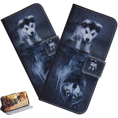 Coque Nokia 2.4portefeuille Etui Housse Pour Nokia 2.4 Coque Antichoc Paillon Fleur Anime Pu Cuir Flip Wallet Coquille Couverture Pour Nokia 2.4tx Wolf Dog