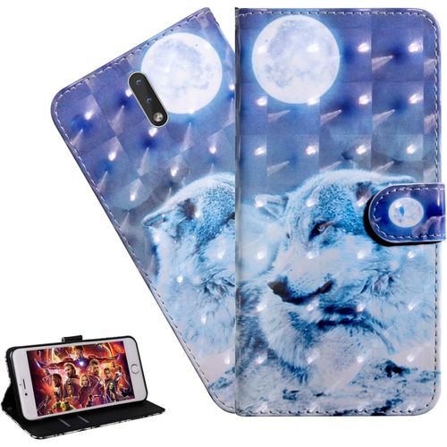 Coque Nokia 2.3portefeuille Etui Housse Pour Nokia 2.3 Coque 3d Bling Paillette Anime Fleur Pu Cuir Flip Wallet Étui Coquille Couverture Pour Nokia 2.3bx Moon Wolf