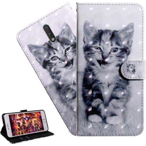 Coque Nokia 2.3portefeuille Etui Housse Pour Nokia 2.3 Coque 3d Bling Paillette Anime Fleur Pu Cuir Flip Wallet Étui Coquille Couverture Pour Nokia 2.3bx Little Cat