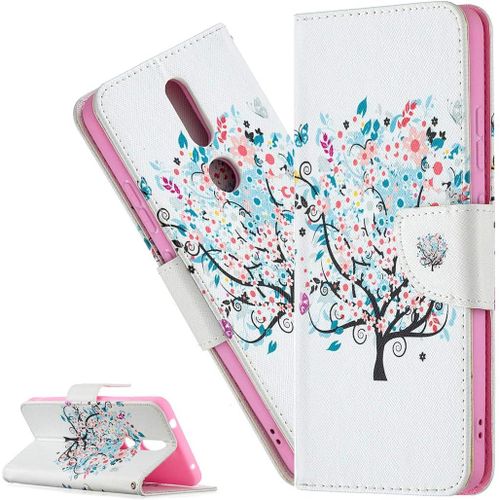 Coque Nokia 2.4portefeuille Etui Housse Pour Nokia 2.4 Coque Antichoc Paillon Fleur Anime Pu Cuir Flip Wallet Étui Couverture Pour Nokia 2.4bf A Colorful Flower Tree