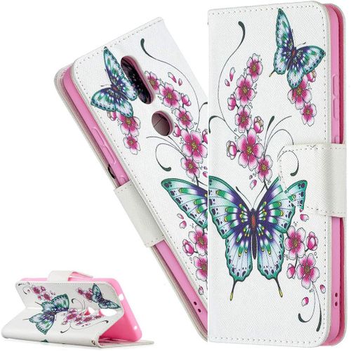 Coque Nokia 2.4portefeuille Etui Housse Pour Nokia 2.4 Coque Antichoc Paillon Fleur Anime Pu Cuir Flip Wallet Étui Coquille Couverture Pour Nokia 2.4bf Green Butterfly