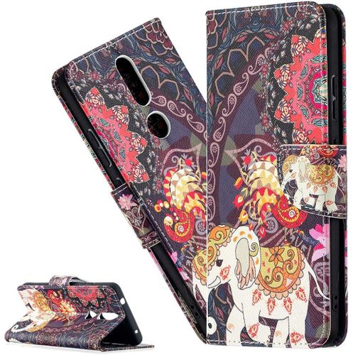 Coque Nokia 2.4portefeuille Etui Housse Pour Nokia 2.4 Coque Antichoc Paillon Fleur Anime Pu Cuir Flip Wallet Étui Couverture Pour Nokia 2.4bf Retro Colorful Elephant