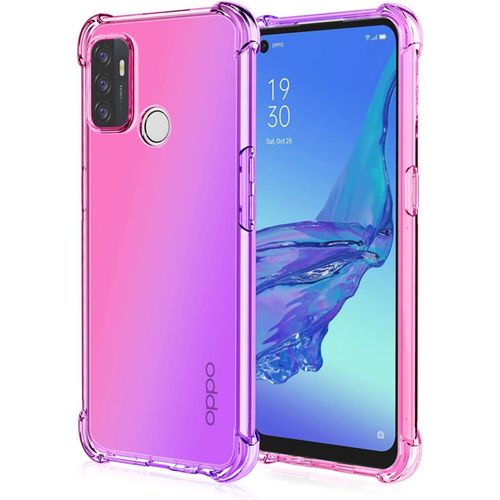 Coque Pour Oppo A53s/Oppo A53, Gradient Color Silicone En Gel Antichoc Housse Protection Étui, Tpu Bumper Protection Case Cover Avec Anti-Scratch, Rose/Purple