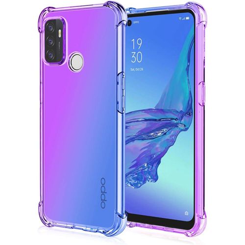 Coque Pour Oppo A53s/Oppo A53, Gradient Color Silicone En Gel Antichoc Housse Protection Étui, Tpu Bumper Protection Case Cover Avec Anti-Scratch, Purple/Bleu