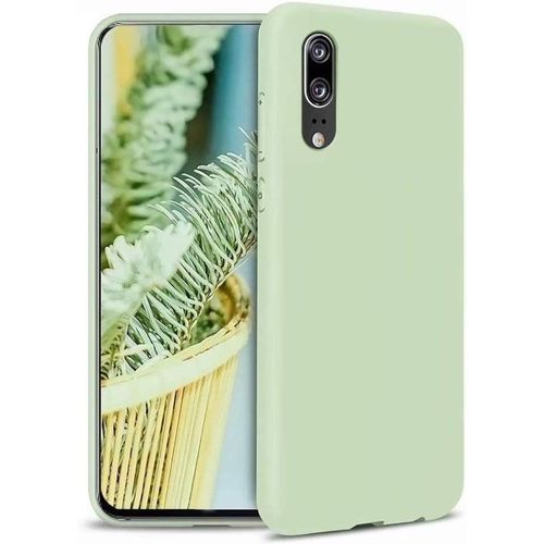 Coque Pour Huawei P20, Housse Étui Huawei P20 En Silicone Liquide Avec Tissu Microfibre Coussin Ultra Mince Anti-Choc Case Cover Vert