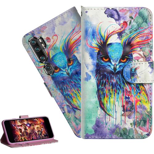 Coque Xiaomi Mi Note 10 Portefeuille Etui Housse Pour Xiaomi Mi Note 10 Pro Coque 3d Bling Paillette Anime Fleur Pu Cuir Flip Wallet Étui Coquille Couverture Yx Color Owl