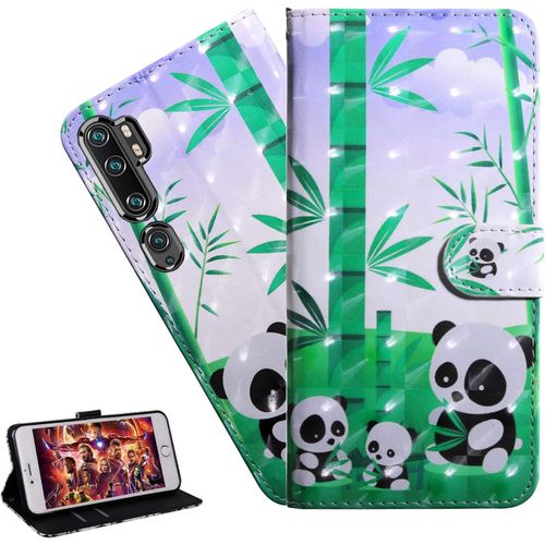Coque Xiaomi Mi Note 10 Portefeuille Etui Housse Pour Xiaomi Mi Note 10 Pro Coque 3d Bling Paillette Anime Paillon Pu Cuir Flip Wallet Étui Coquille Couverture Bx Little Panda