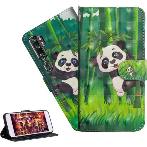 Coque Xiaomi Mi Note 10 Portefeuille Etui Housse Pour Xiaomi Mi Note 10 Pro Coque 3d Bling Paillette Anime Fleur Pu Cuir Flip Wallet Étui Coquille Couverture Yx Panda Bamboo