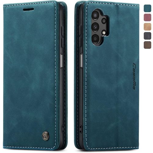 Coque Samsung Galaxy A13 4g Cuir Pu Etui Housse Pour Samsung Galaxy A13 4g Portefeuille Flip Coque Card Slot Livre Magnétique Stand Fonction Case Bleu